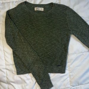 Hollister cropped olive green sweater